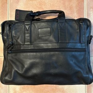 TUMI Black Leather Briefcase- Good Condition